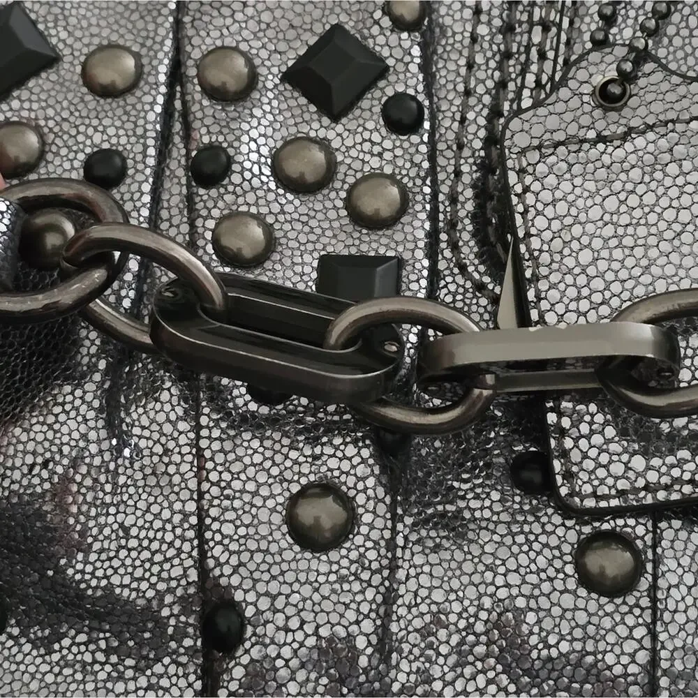 COACH Limited ED KRISTIN GRAY METALLIC SILVER GUNMETAL‎ NUBUCK SUEDE BAG Purse